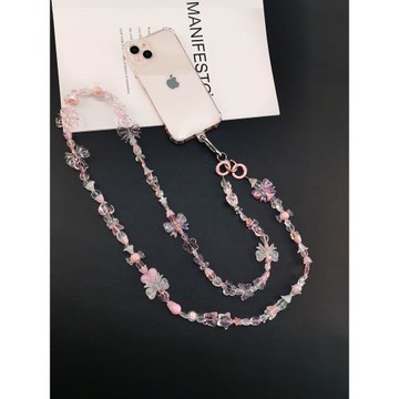 手機掛繩長款斜挎可背新款時尚個性串珠掛鏈ins風創意小飾品掛件手機殼防丟吊繩女款