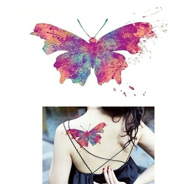 「彩蝶」紋身貼紙 微刺青 輕紋身  可愛 原創 蝴蝶 生物 線條 cos 小心機 防水持久 紋身貼 超美 性感 DIY