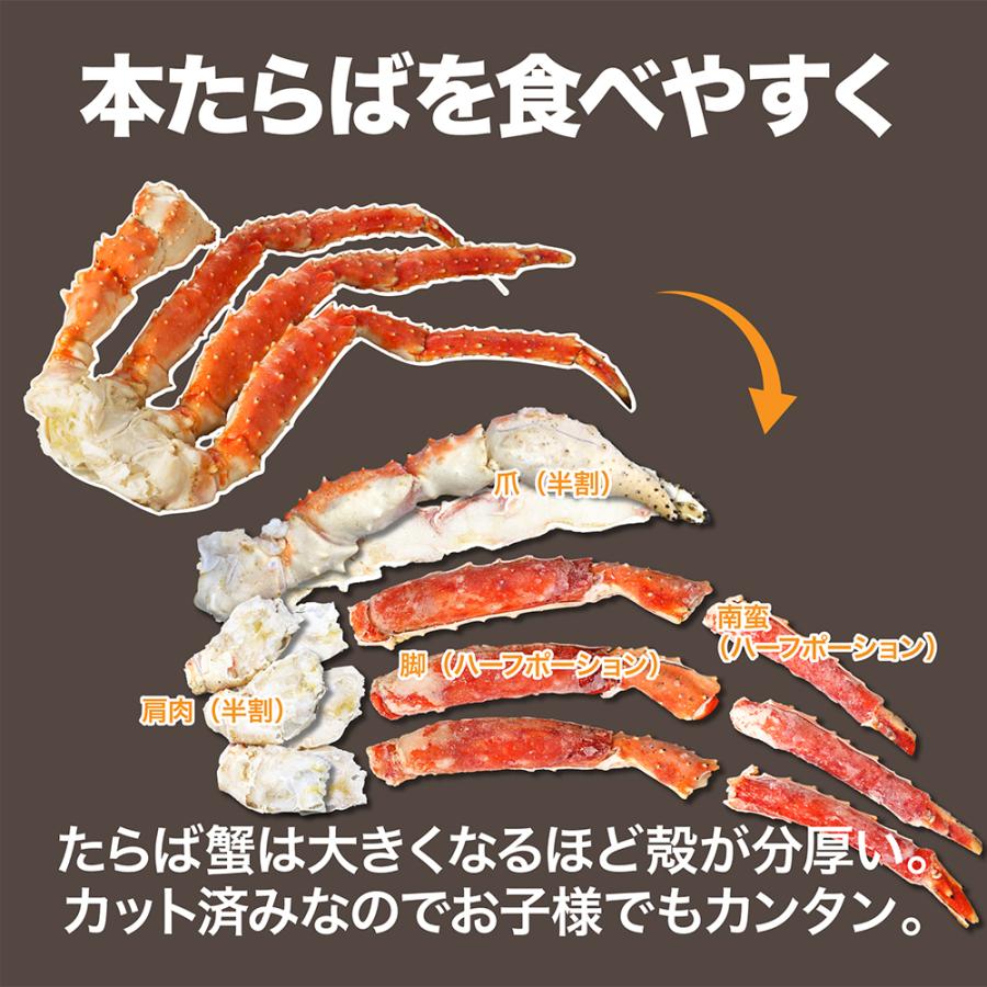 タラバガニ カット 800g 総重量900g 増量しました 特大の2-4本入 極太 ハーフポーション 2-3人前 かに カニ 蟹 BBQ