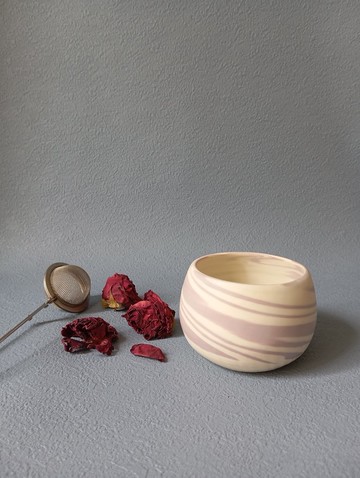 紫瑞祥雲 紫色白色手作陶瓷杯 - 雲石瑰寶系列