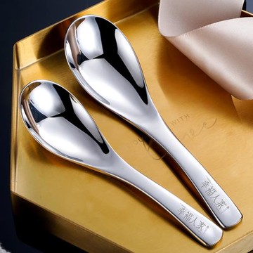 316不銹鋼兒童吃飯勺子家用寶寶小勺湯匙創意可愛調羹深湯勺子大