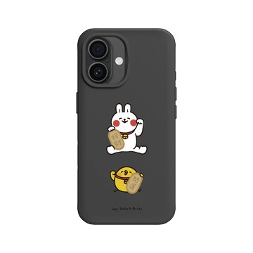 iPhone 16 SolidX 黑 - 懶散兔與啾先生 Lazy Rabbit and Mr.Chu - 好運都來