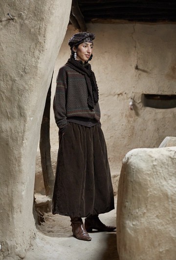 復古文青 純棉燈芯絨夾棉半裙