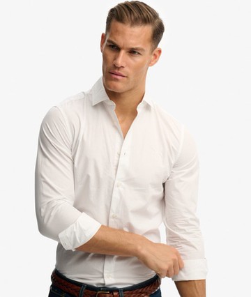 Superdry Men's Classic Tailored Long Sleeve Shirt White Size: Xxl