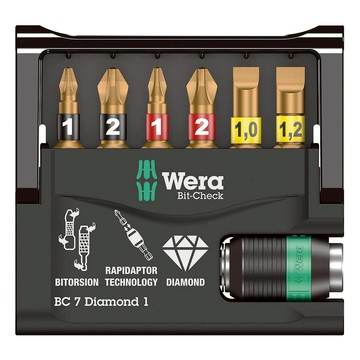 Wera 彩色鑽石起子頭 + 快速接桿7件組 BC DI/7SB  1組