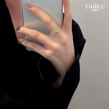 【Gulicc】古莉可 戒指 韓國水晶樹葉輕奢風戒指