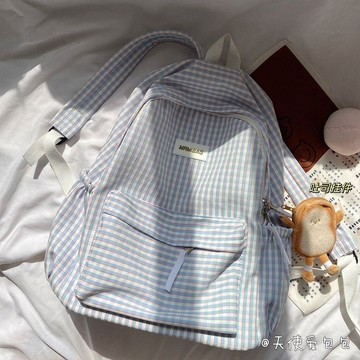 Bag House👜 日係書包女ins文藝小清新格子雙肩包韓版學院風初中學生少女背包後背包 書包