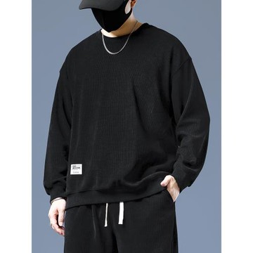 大碼男士衛衣長袖加肥加大寬松圓領胖哥休閑套頭歐棉絨秋季上衣潮