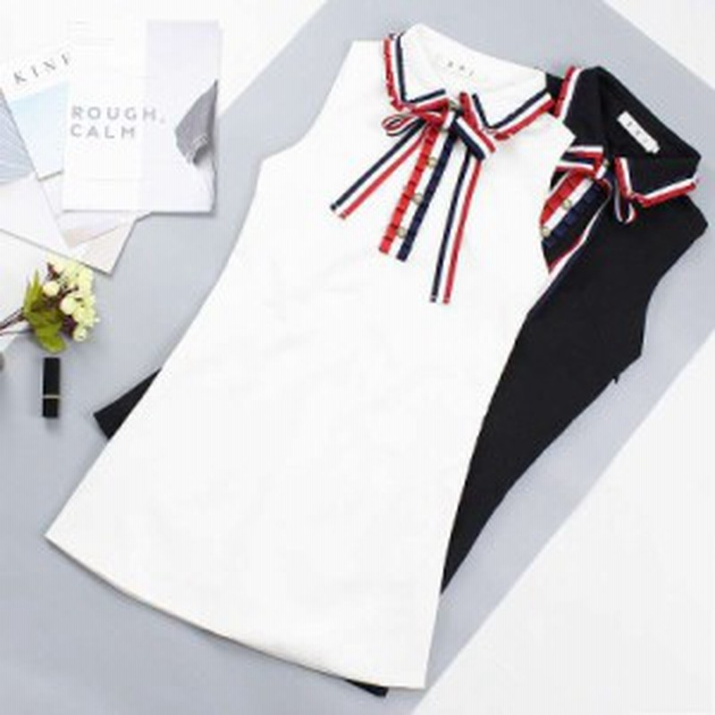 ミニワンピース ワンピース ミニワンピ ひざ上丈 ショート丈 ノースリーブ ポロシャツワンピース 襟フリル Aライン リボンタイ ボタン ト 通販 Lineポイント最大1 0 Get Lineショッピング