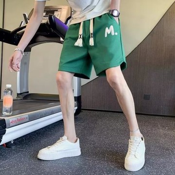 斜紋綠色短褲男夏季潮牌寬松運動休閑五分褲痞帥潮流四分外穿褲衩