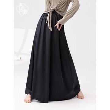 善然堂中國舞蹈褲練功服現代舞闊腿褲子顯瘦高腰緞面新款修身夏季