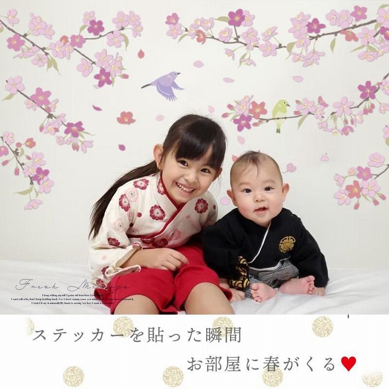 ウォールステッカー さくら咲く はがせる シール 壁紙 花 さくら