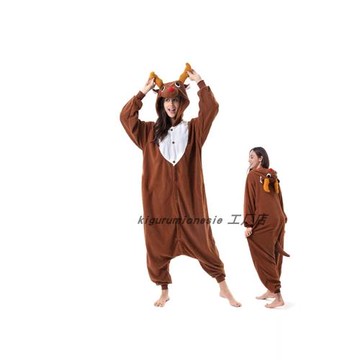 圣誕鹿卡通連體睡衣動物家居服cos服裝秋冬長袖可外穿onesie