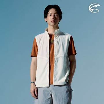 ADISI 男防曬輕抗風平織背心 AV2691036 棉花白 (M-2XL)｜UPF30+ 抗UV 吸濕排汗 輕抗風 立領 防曬背心