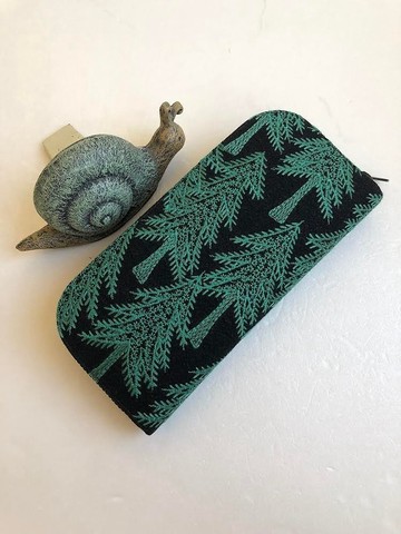minä皆川 明刺繡亞麻【森-黑底】-長夾/皮夾/零錢包/禮物