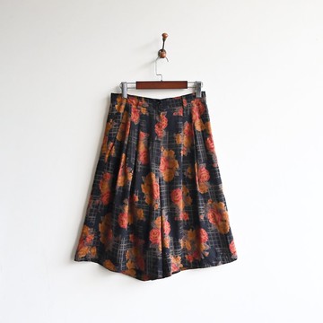 【蛋植物古著】花陽印花高腰古著短褲