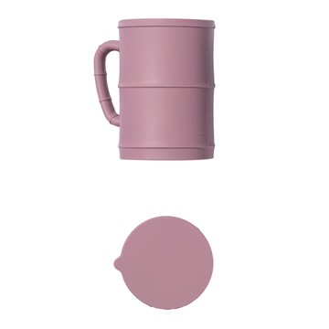 Kitchen Factory 矽膠竹子造型刻度杯 附蓋 粉紅色 320毫升  1組