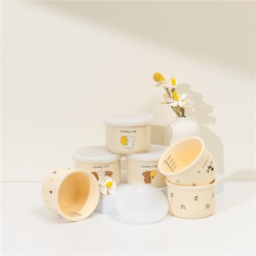 ins風陶瓷寶寶輔食碗 卡通食品級保鮮輔食碗 嬰兒甜品碗可微波爐