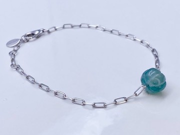 圓緣 - 18K白金冰藍翡翠圓珠手鏈