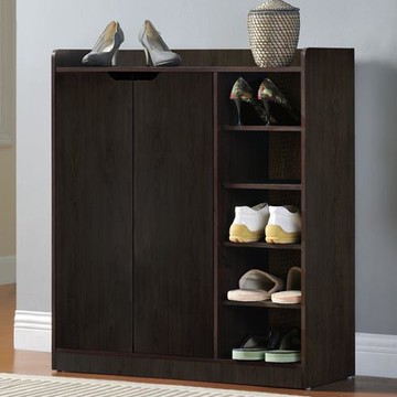 【咱的厝】DIY單排空間雙門五層鞋櫃/鞋架(胡桃色)