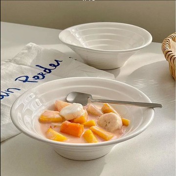 陶瓷8英寸喇叭碗鬥笠碗湯面碗ins風高顏值餐盤ins風高顏值淺口碗【步行者戶外生活館】P