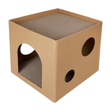 中國 ICLE 簡易折疊貓窩貓抓板  30 x 30 x 30cm  1個  原木色