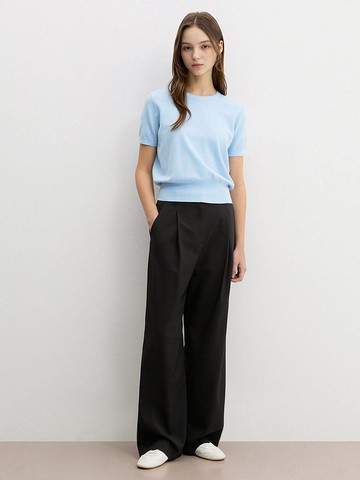 One-Pleat Wide Setup Straight Pants [BROWN] (AWSSLP11030)
