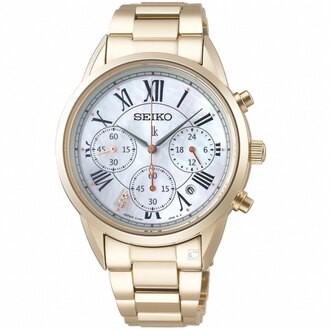 SEIKO 精工錶 LUKIA 系列 柔美時尚太陽能女錶 V175-0EX0G(SSC822J1)-36mm-白貝面全玫瑰金鋼帶【刷卡回饋 分期0利率】【APP下單點數13倍送】