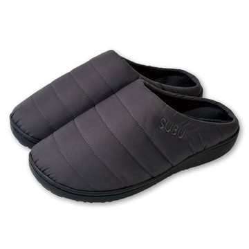 日本SUBU 保暖拖鞋 羽絨刷毛 必備露營鞋 深灰 冬季防寒涼鞋 難燃 防滑 室內戶外兩用 麵包鞋 懶人鞋 一腳蹬 男女
