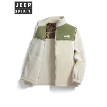 JEEP男士抓絨衣秋冬季防風沖鋒衣內膽加絨石墨烯蓄熱搖粒絨外套女