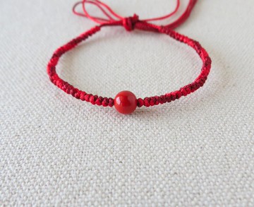 本命年【幸運石】硃砂絲光編織手鍊*AS04*招財、開運、防小人