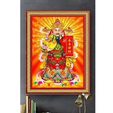 財神爺十字繡新款線繡客廳恭喜發財財神到點粘貼滿磚5d鉆石畫