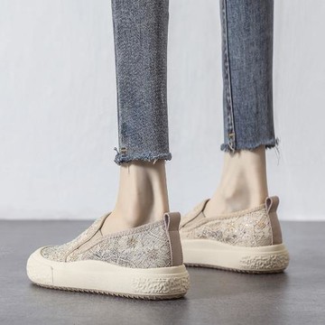 網面漁夫鞋女夏季薄款網紗透氣樂福鞋2025新款軟底淺口一腳蹬單鞋