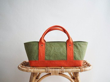 定制 ARMY DUCK Shikaku 帶蓋托特包 Yokonaga Light Olive x 橙