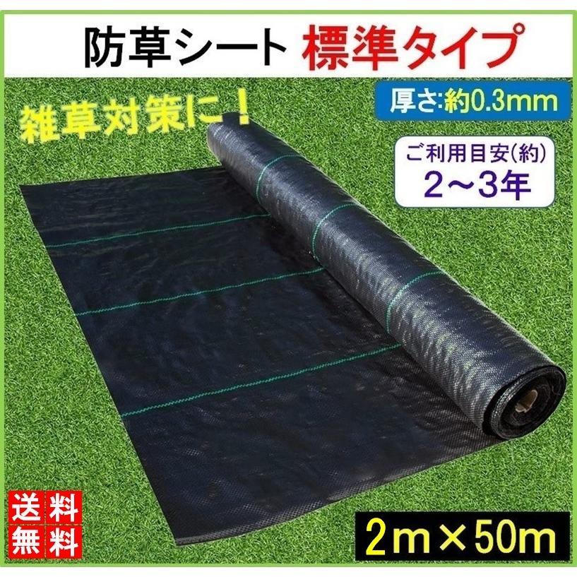 防草シート 黒 2mx50m 1巻 厚さ0.3mm 農用シート 草よけシート 除草