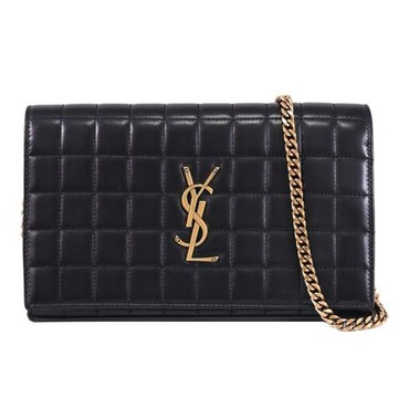 YSL 743346 Cassandre 方形絎縫羊皮WOC鏈包/晚宴包.黑金
