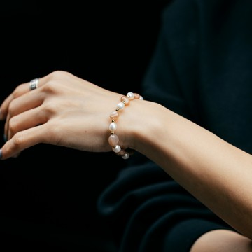 【Montagne｜免運】Pearl｜太陽石手鍊｜彈力繩款