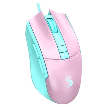 A4 Bloody RGB 電競滑鼠 L65 MAX 78g輕量設計 12000 DPI 4M記憶容量 傘繩線  粉紅色