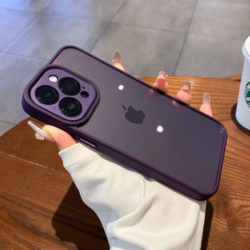 全包鏡頭適用蘋果14promax暗紫色手機殼iphone14pro透明13小眾高級感12的套plus網紅爆款11por情侶max男女pm