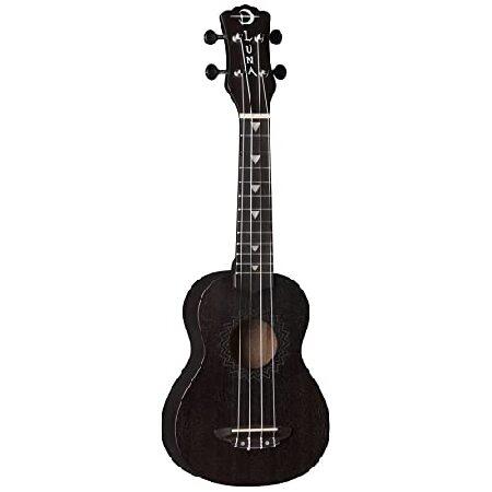 Luna Vintage Mahogany Soprano Ukulele, Black Satin