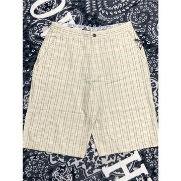 夏季新品外貿尾貨大寶石男款純棉格子直筒滑板短褲街頭五分褲