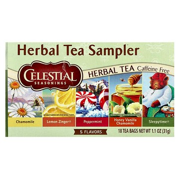 Celestial Seasonings, 草本茶試用裝，5 種口味，無咖啡萃取，18 茶包，1.1 盎司（31 克）