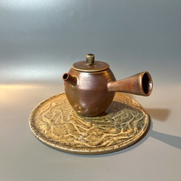 柴燒金彩玫瑰金側把茶壺 / 小平凡手作