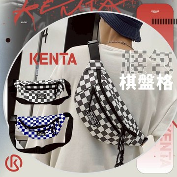 🌾健太選物🌾滿印棋盤格腰包機能斜垮包胸包側背包棋盤格包女包男包防潑水尼龍斜背包男生女生腰包