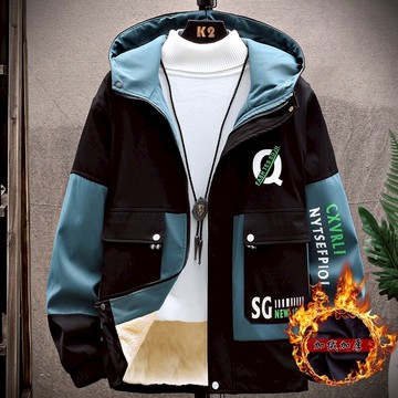 男士加絨外套2021新款秋冬季潮流百搭男裝保暖上衣服工裝潮牌夾克