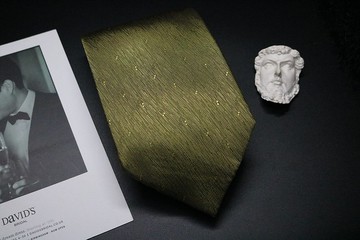 草綠色暗紋真絲領帶/型男紳士necktie