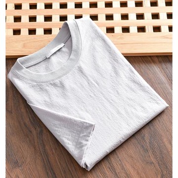 西班牙單 微皺肌理感面料 外貿男士速干透氣寬松廓形圓領短袖T恤