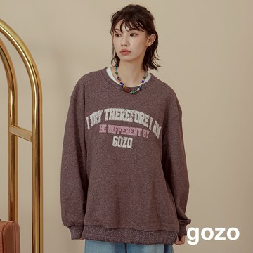 【gozo】美式復古印花彩色潑墨大學T(淺灰/深咖_F) | 女裝 圓領 百搭