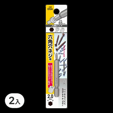 SUNFLAG 新龜 DSA-2.0 單頭內六角起子頭65mm(附磁)  2入