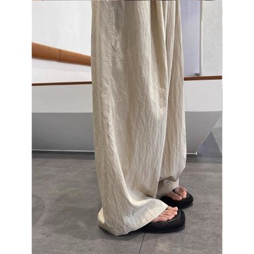 (免運)加大碼胖MM冰絲闊腿褲女夏季薄款高腰垂感涼涼防曬加長休閑山本褲